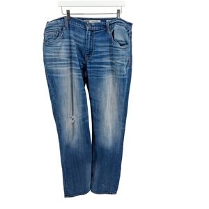 BKE Derek Denim Jeans Straight Leg Distressed Blue Menswear Style‎ Mid Rise